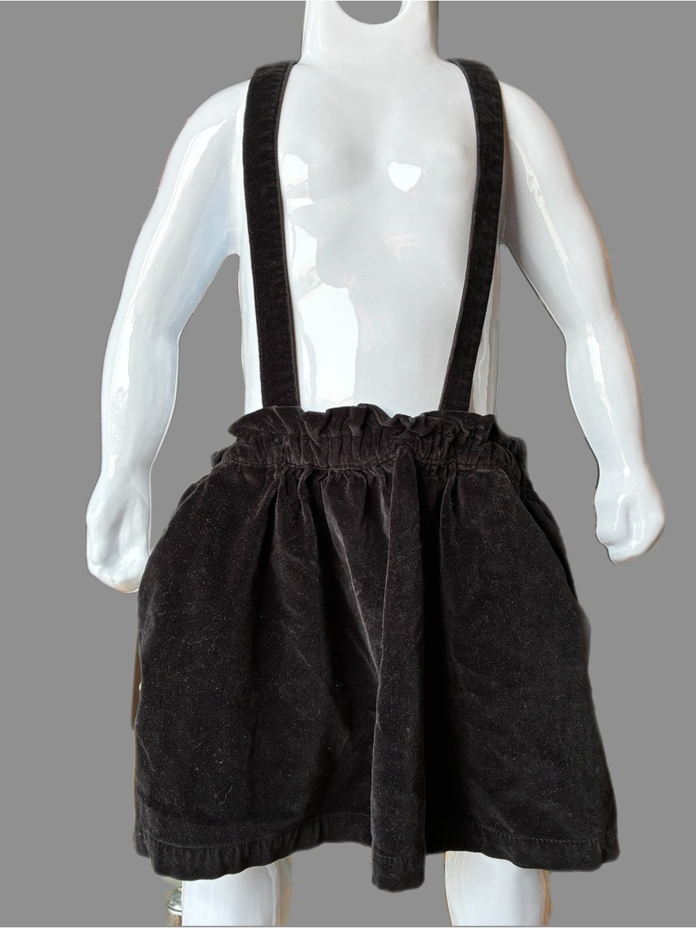 Girls Tea Black Velvet Suspender Skirt